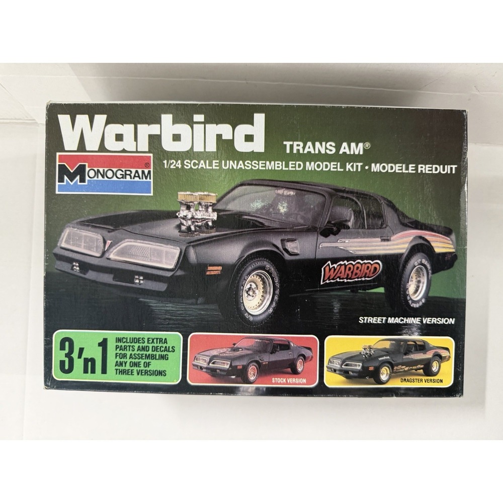 Vintage Monogram Warbird Trans Am 3 n 1 1/24 Scale Model Kit Open Box